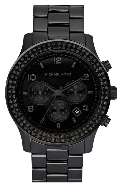 michael kors men's black ceramic watch|oversized runway white tone watch.